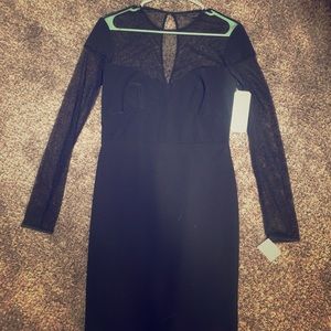 Long sleeve dress with mesh sleeves and chest